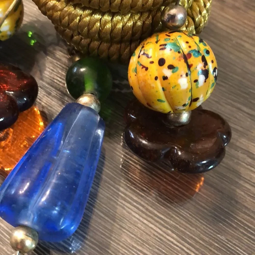 Vintage napkin rings with large glass beads